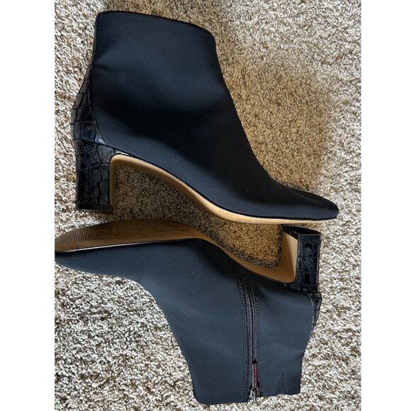 Donald J Pliner Black Jax Fabric Faux Croc Backing Ankle Bootie Block Heel SZ 9 - Picture 5 of 9